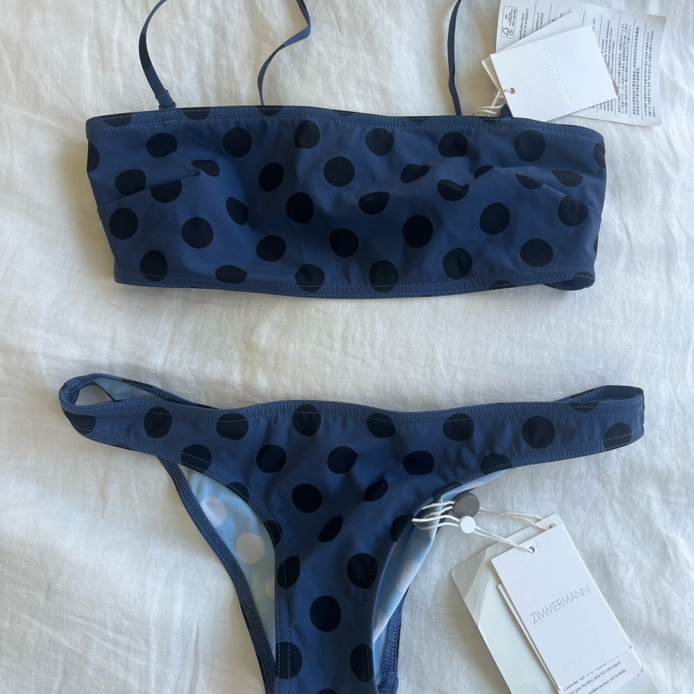 Zimmermann Navy and White Bikini Set